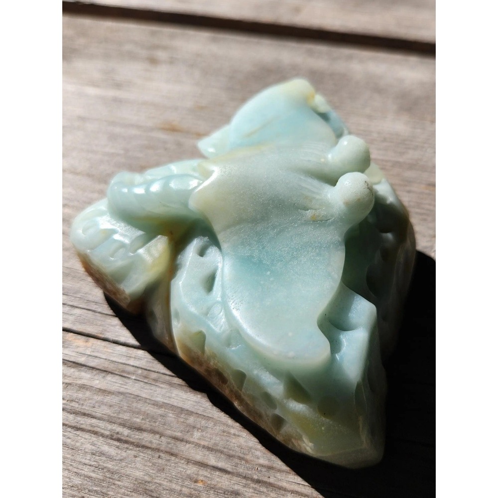 Stingray Carving in Caribbean Calcite, Crystal Ocean Decor